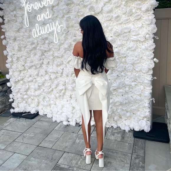 Nadine Merabí Emiliee Bridal Bow mini wedding dress white - Picture 6 of 16